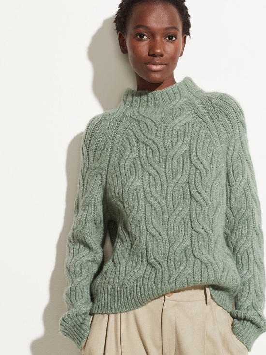 Vince Sweaters - Vince Twisted Chain Turtleneck Sweater in Jadeite